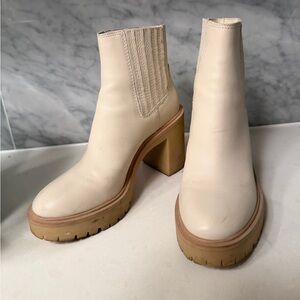Dolce Vita Cream Heeled Ankle Boots
